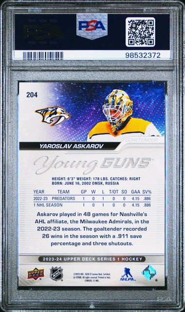 2023-24 Upper Deck #204 Yaroslav Askarov PSA 9 (Rookie)