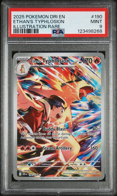 2025 Pokemon Destined Rivals #190 Ethan's Typhlosion- Illustration Rare PSA 9