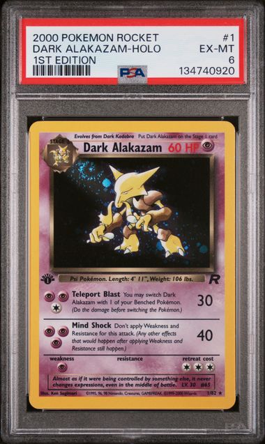 2000 Pokemon Rocket 1st Edition #1 Dark Alakazam - Holo PSA 6