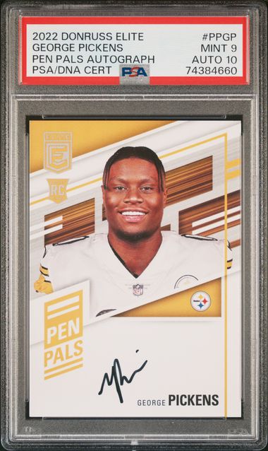 2022 Donruss Elite Pen Pals Autograph #PPGP George Pickens PSA 9 (Auto 10) (Rookie)