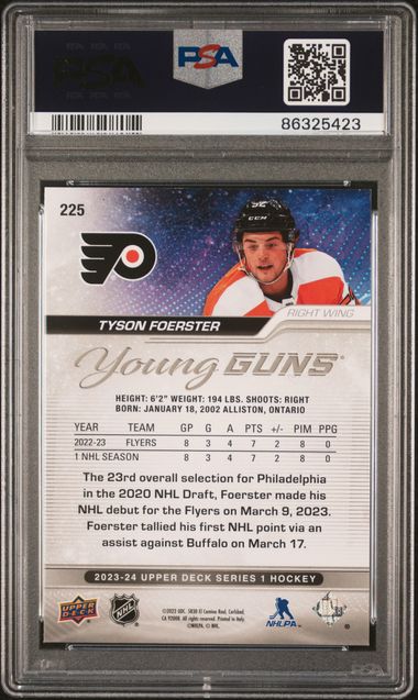 2023-24 Upper Deck Outburst Silver #225 Tyson Foerster PSA 9 (Rookie)