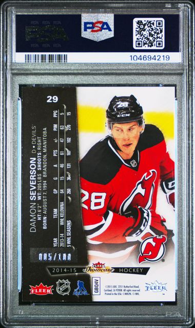 2014-15 Fleer Showcase Metal Universe Green #29 Damon Severson #005/100 PSA 6 (Rookie) | Eastridge Sports Cards