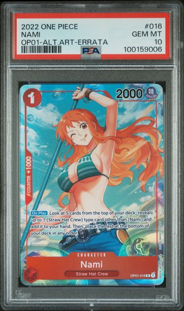 2022 One Piece Romance Dawn #016 Nami - Alt Art (Errata) PSA 10