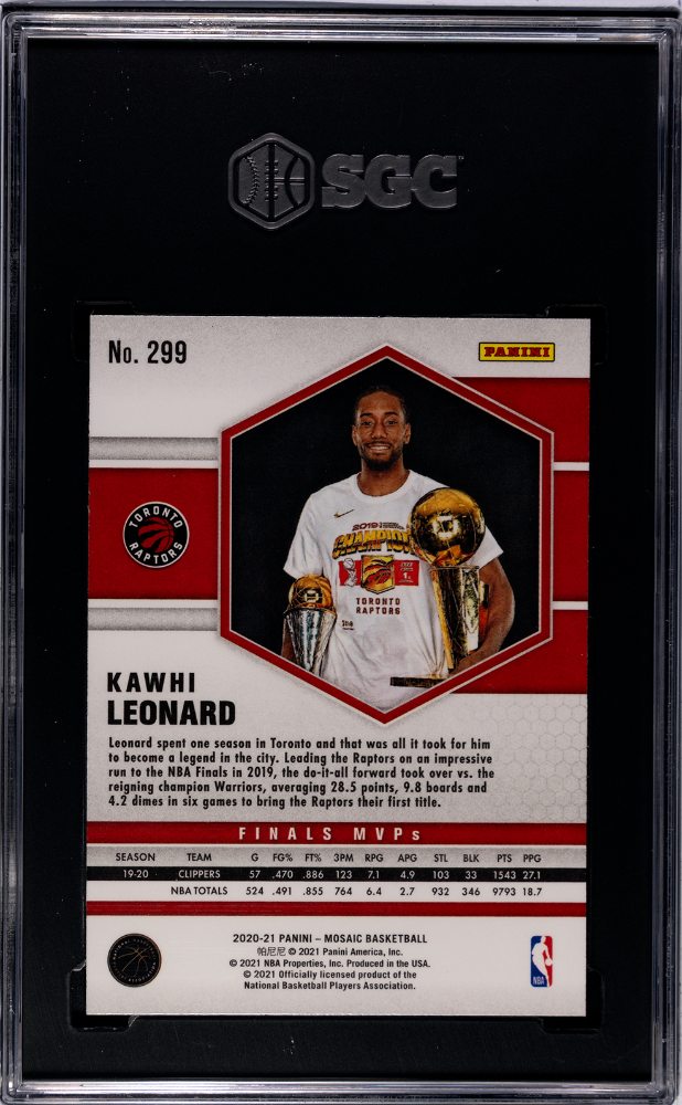 2020-21 Panini Mosaic Finals VIP #299 Kawhi Leonard SGC 10
