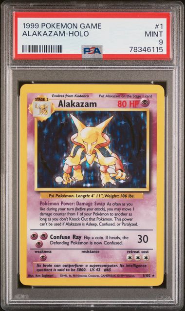 1999 Pokemon Base Set Unlimited #1 Alakazam- Holo PSA 9