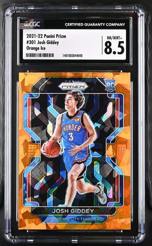 2021-22 Panini Prizm Orange Ice #301 Josh Giddey CGC 8.5 (Rookie)
