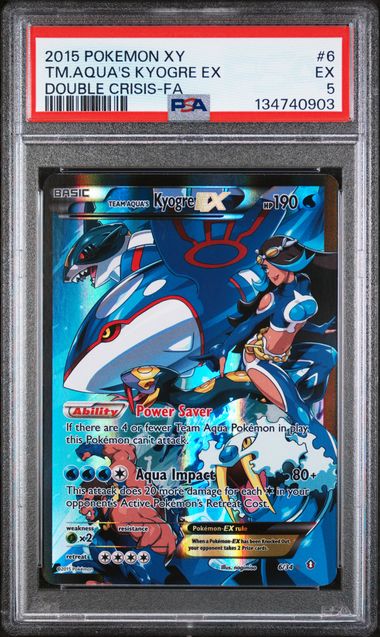 2015 Pokemon Double Crisis #6 Team Aqua's Kyogre EX - Full Art PSA 5