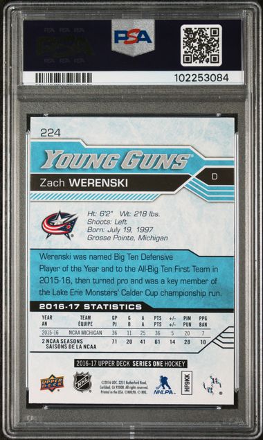 2016-17 Upper Deck #224 Zach Werenski PSA 9 (Rookie)