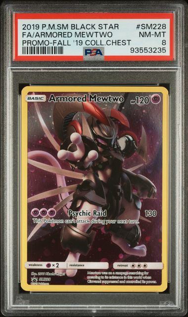 2019 Pokemon Sun & Moon Fall 2019 Collector Chest Promo #SM228 Armored Mewtwo - Full Art PSA 8