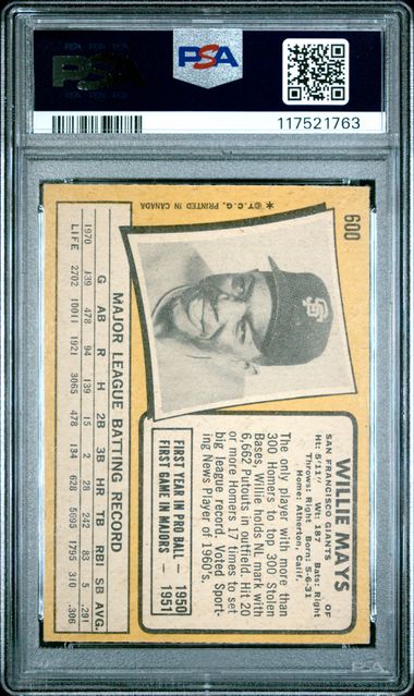 1971 O-Pee-Chee #600 Willie Mays PSA 4