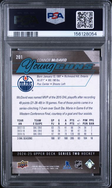 2024-25 Upper Deck Young Guns Renewed #201 Connor McDavid PSA 10
