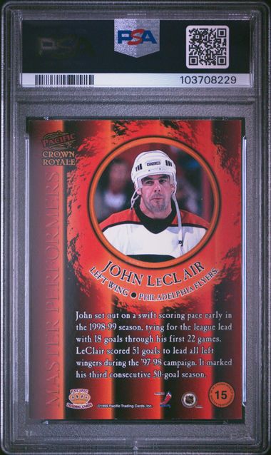 1998-99 Pacific Crown Royale Master Performers #15 John LeClair PSA 8