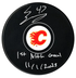 Connor Zary Autographed Calgary Flames 1st Goal Inscribed Puck (COJO Sports)