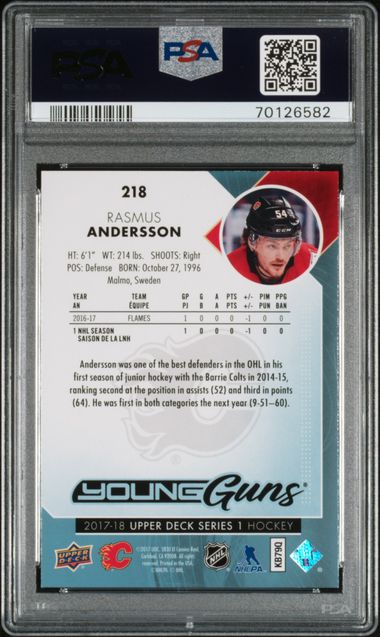 2017-18 Upper Deck #218 Rasmus Andersson PSA 10 (Rookie)