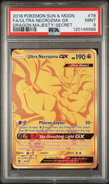 2018 Pokemon Dragon Majesty #78 Ultra Necrozma GX- Full Art Secret Rare PSA 9