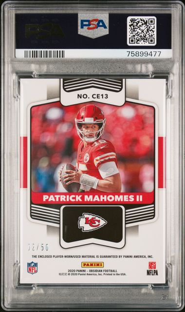 2020 Panini Obsidian Cutting Edge Materials #CE13 Patrick Mahomes II #02/50 PSA 8
