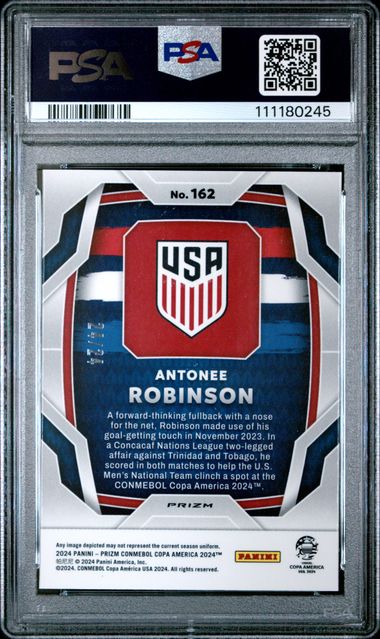 2024 Panini Copa America Stars & Stripes Prizm #162 Antonee Robinson #24/24 PSA 9