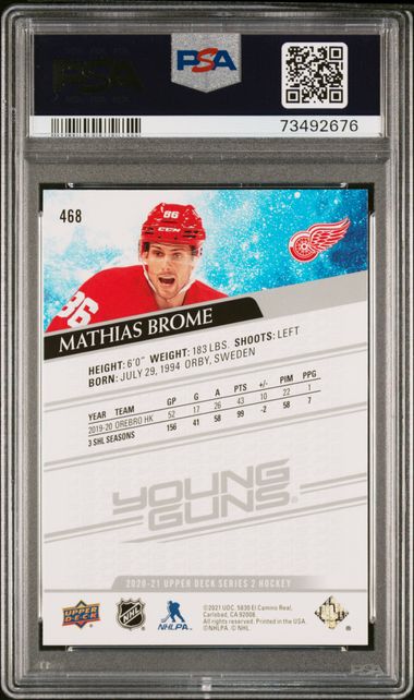 2020-21 Upper Deck #468 Mathias Brome PSA 10 (Rookie)