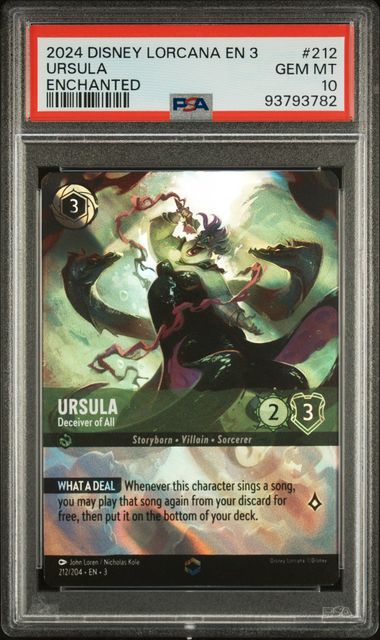 2024 Disney Lorcana Into the Inklands #212 Ursula - Deceiver of All (Enchanted) PSA 10