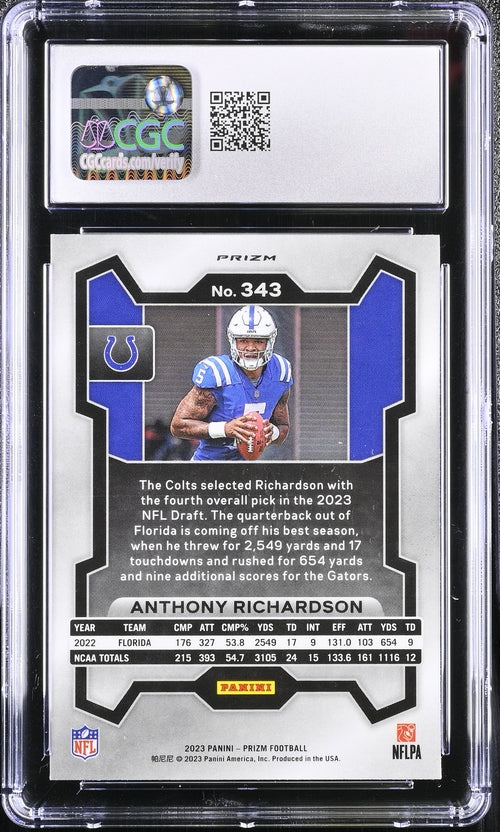 2023 Panini Prizm Lazer #343 Anthony Richardson CGC 9 (Rookie)