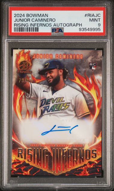 2024 Bowman Chrome Rising Infernos Autographs #RIAJC Junior Caminero #79/99 PSA 9 (Rookie) | Eastridge Sports Cards