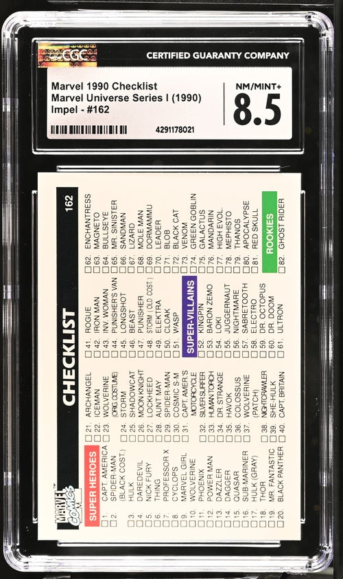 1990 Impel Marvel Universe Series 1 #162 Checklist CGC 8.5