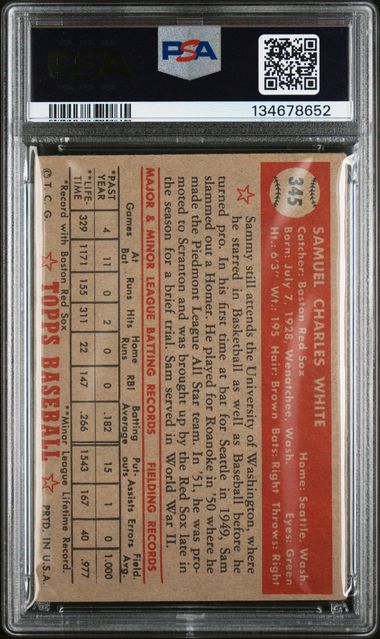 1952 Topps #345 Sam White PSA 3