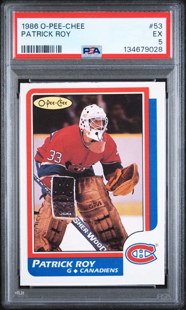 1986-87 O-Pee-Chee #53 Patrick Roy PSA 5 (Rookie)