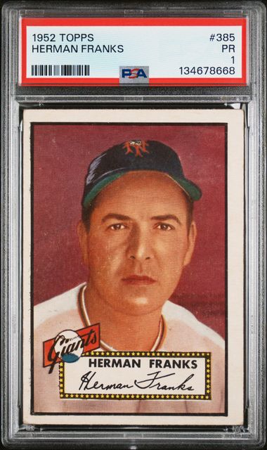 1952 Topps #385 Herman Franks PSA 1