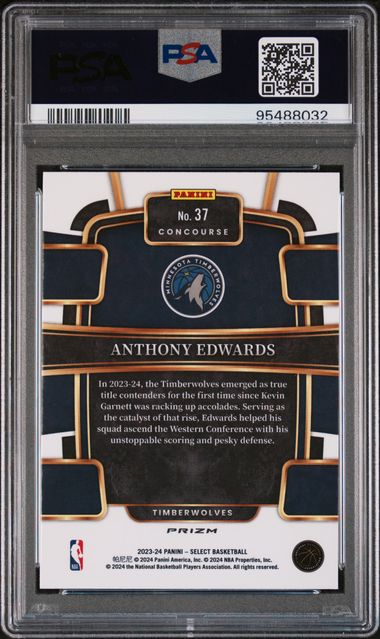 2023-24 Panini Select Blue Prizm #37 Anthony Edwards PSA 10