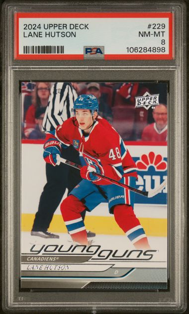 2024-25 Upper Deck #229 Lane Hutson PSA 8 (Rookie)