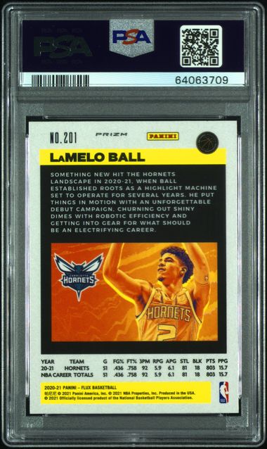 2020-21 Panini Flux Gold Pulsar #201 LaMelo Ball PSA 10 (Rookie)