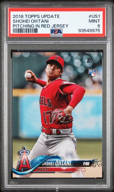 2018 Topps Update Pitching in Red Jersey #US1 Shohei Ohtani PSA 9 (Rookie)