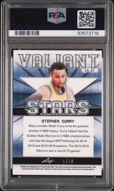 2020 Leaf Best of Sports Valiant Orange #VS07 Stephen Curry #1/50 PSA 10
