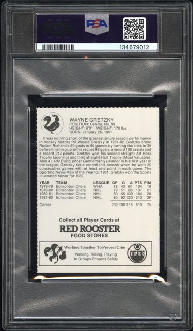 1982-83 Oilers Red Rooster Wayne Gretzky PSA 9