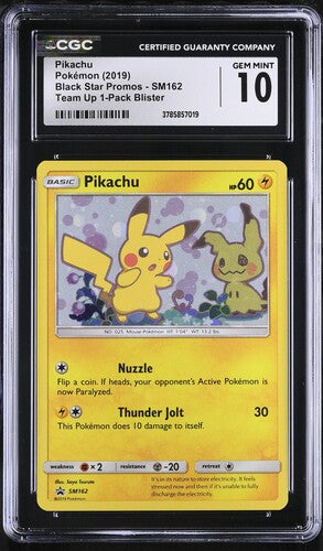 2019 Pokemon Team Up 1-Pack Blister Promo #SM162 Pikachu CGC 10