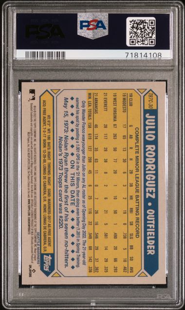 2022 Topps Update Silver Pack #T87C30 Julio Rodriguez PSA 9 (Rookie)