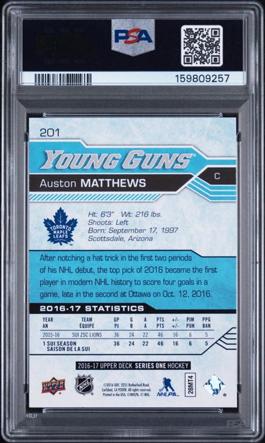 2016-17 Upper Deck #201 Auston Matthews PSA 9 (Rookie)