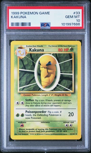 1999 Pokemon Base Set Unlimited #33 Kakuna PSA 10