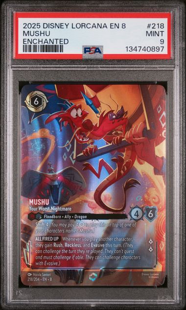 2024 Disney Lorcana Reign of Jafar #218 Mushu - Your Worst Nightmare (Enchanted) PSA 9