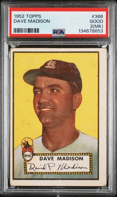 1952 Topps #366 Dave Madison PSA 2(MK)