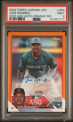 2023 Topps Chrome Update '23 All Star Game Autographs Orange Refractors #JRA Jose Ramirez #12/25 PSA 9 | Eastridge Sports Cards