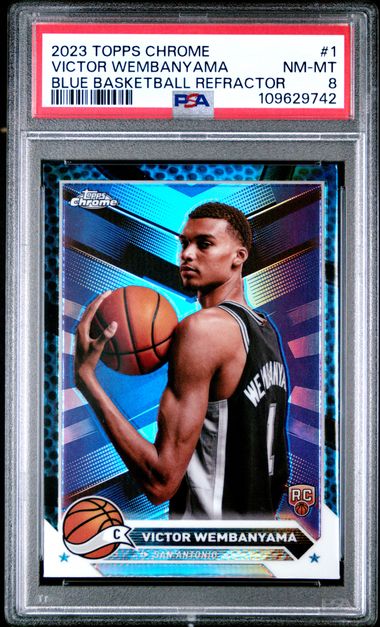 2023-24 Topps Chrome Blue Basketball Refractor #1 Victor Wembanyama PSA 8 (Rookie)