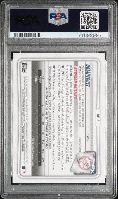 2020 Bowman Paper Prospects #BP8 Jasson Dominguez PSA 9