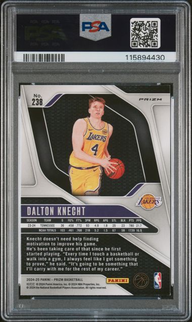 2024-25 Panini Prizm Pink Ice #238 Dalton Knecht PSA 8 (Rookie)