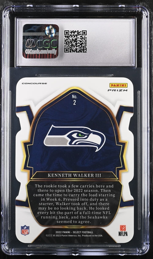 2022 Panini Select Red & Blue Die-Cut #2 Kenneth Walker III CGC 10 (Rookie)