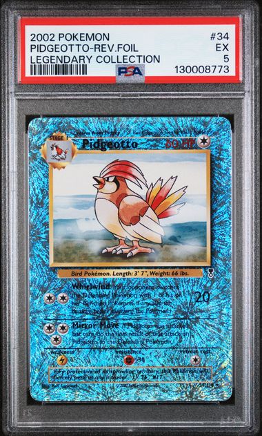 2002 Pokemon Legendary Collection #34 Pidgeotto - Reverse Holo PSA 5