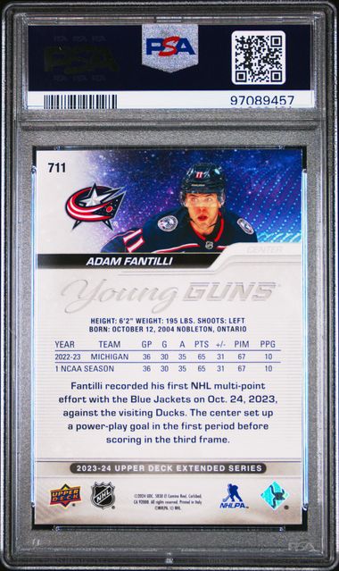 2023-24 Upper Deck #711 Adam Fantilli PSA 10 (Rookie)