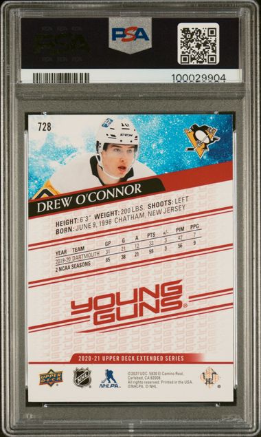 2020-21 Upper Deck UD Exclusives #728 Drew O'Connor #037/100 PSA 9 (Rookie)