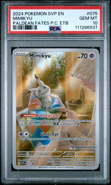 2025 Pokemon Paldean Fates Pokemon Center ETB #075 Mimikyu PSA 10